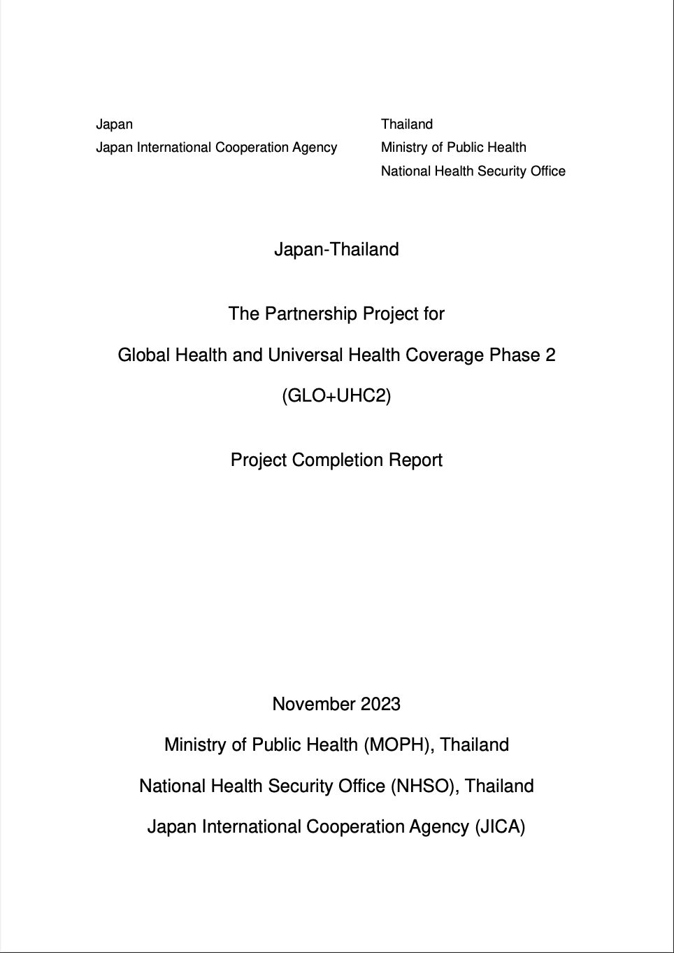 The Partnership Project for Global Health and Universal Health Coverage Phase 2
